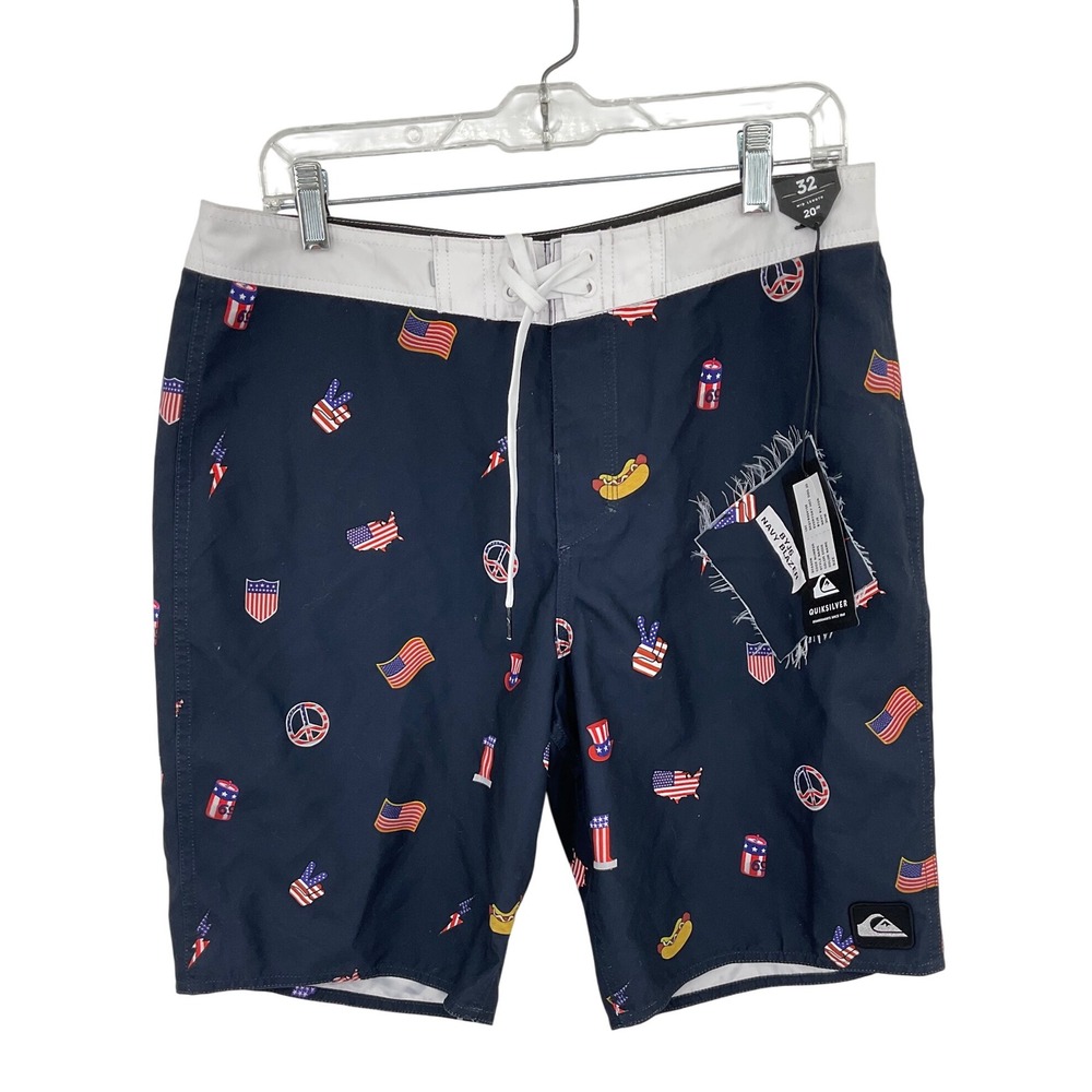 Quiksilver Everyday Hot Dog‎ 20 Boardshorts Men's Size 32 Navy USA Patriotic